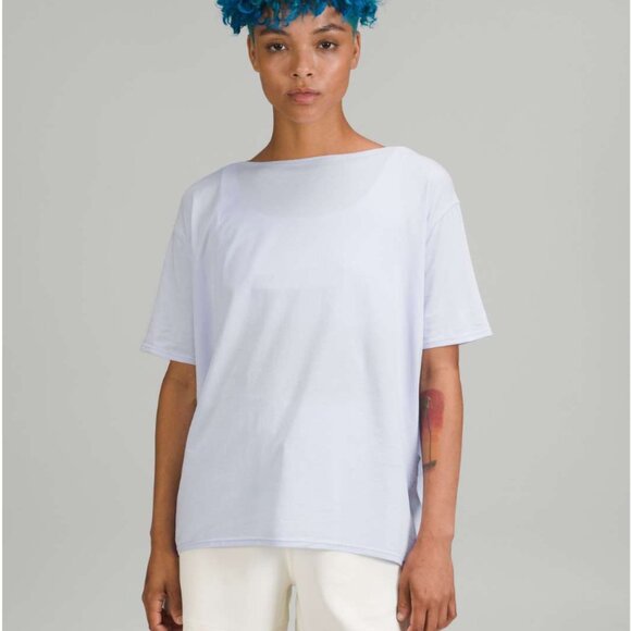 lululemon athletica Tops - Lululemon Back in Action Short Sleeve Shirt Pastel Blue